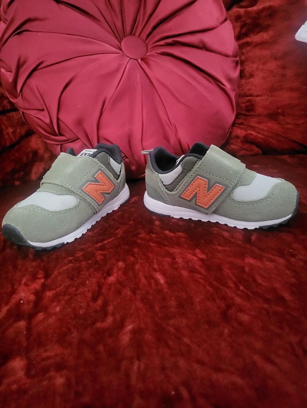 NIB Toddler New Balance 574 Cordura Dark Olivine Green Velcro Sneaker Size 6T